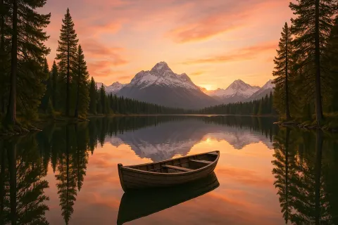 Picture a Peaceful Scene of a Pristine Mountain Lake