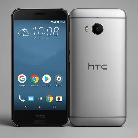 Sleek Silver HTC Smartphone Showcasing Both its Front Display