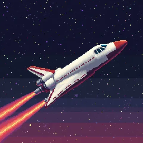 Retro Eight Bit Space Shuttle Pixel Art