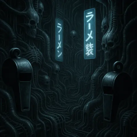 POV: Two Varied Whistles Interrupt a Gigeresque Biomechanical Landscape