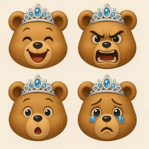 Set of 2x2 Emoji Icons Showcasing Expressions of Joy
