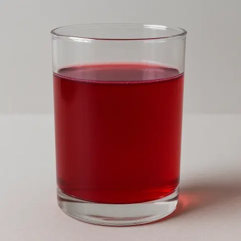 Transparent Vessel Filled with Orange Juice Combined with Litmus Solution
