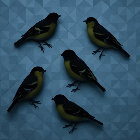 Five Diverse Goldfinches