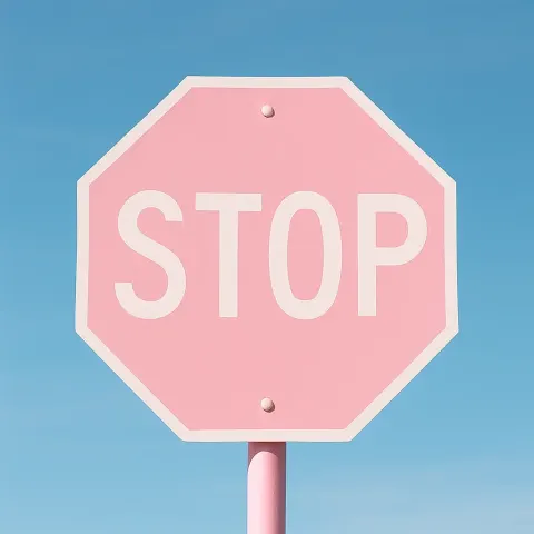 Stop Sign in Pastel Pink with White Letters
