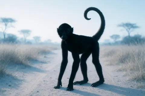 Single Lanky Spider Monkey