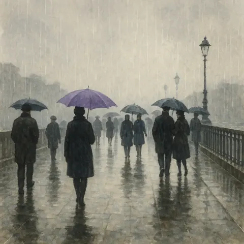 People Standing and Walking on a Rainy Day