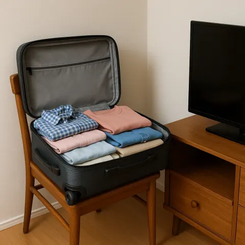 Open Suitcase Filled with Clothes