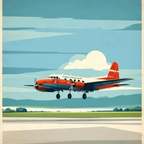 Cutout Vickers Viscount Landing Over Leek