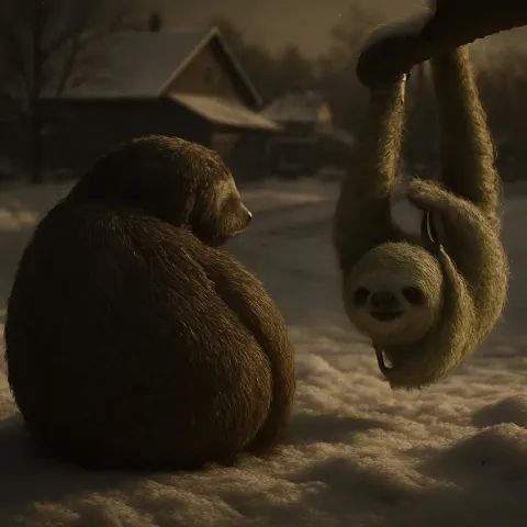Mature Adult Three-toed Sloth Curled into a Ball