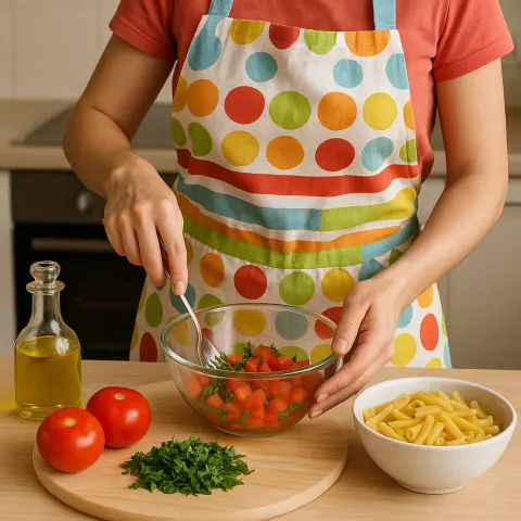 Someone Wearing a Vibrant Apron Is in the Process