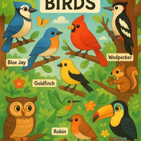 Delightful and Visually Appealing Educational Poster Showcasing Illustrations of Different