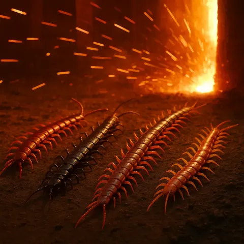 Five Varied Centipedes Surge Diagonally Forward