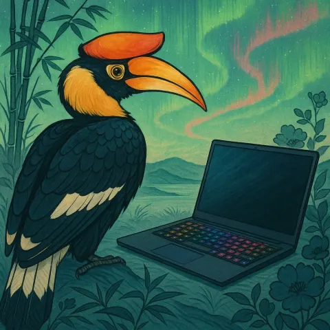 Hornbill—featuring a Prominent Helmet-like Casque