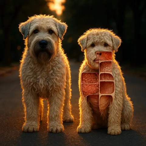 Two Varied Soft-coated Wheaten Terriers
