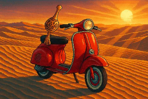 Vast Sand Dunes Rippled by Wind at Sunset Are Sharply