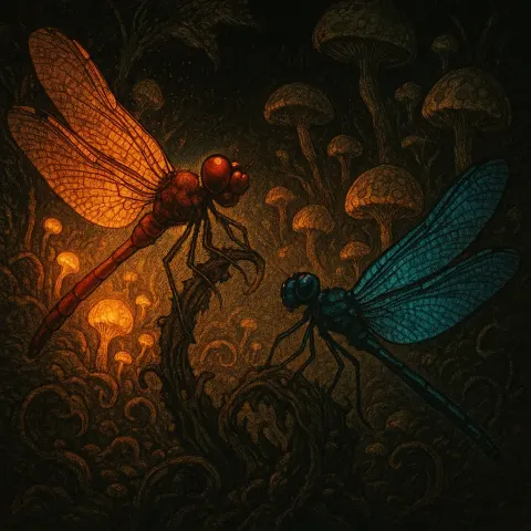 Against a Terrain Covered in Pulsating Alien Flora