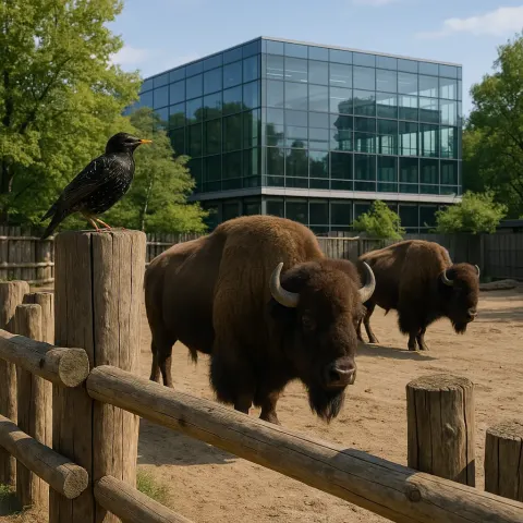Zoo Exhibit Featuring Buffaloes
