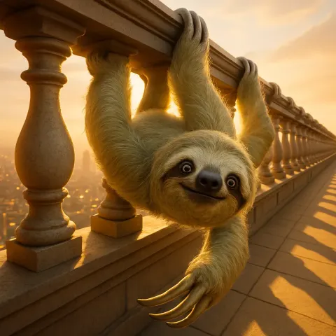 Single Three-toed Sloth—its Pale Greenish Algae-tinged Fur