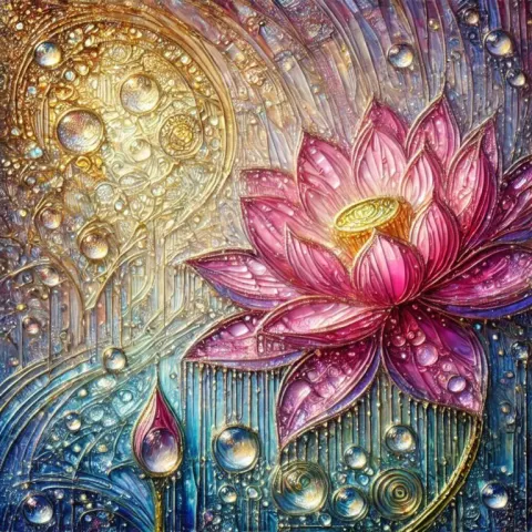 Alien Stained Glass Lotus Oil Painting