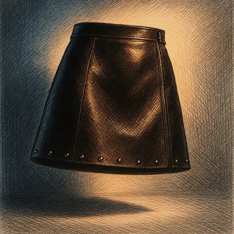 Single Classic Black Leather Miniskirt—detailed with an A-line Cut