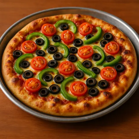 Freshly Baked Pizza Topped with Green Peppers