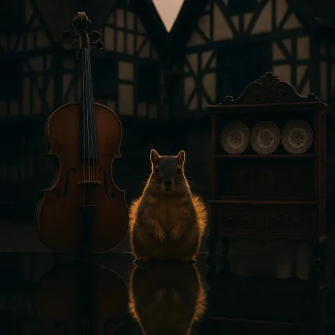Symmetrical Reflection Captures a Rim-lit Fox Squirrel