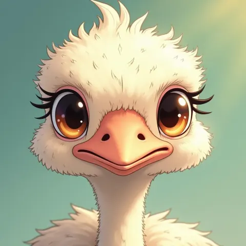 Ghibli Style Ostrich With Expressive Eyes