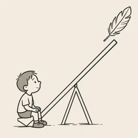 Sharply Slanted Seesaw with a Child