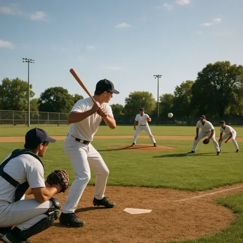 Several Athletes Honing their Baseball Skills under the Bright Sun