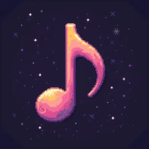 Vibrant Eight Bit Musical Note Icon