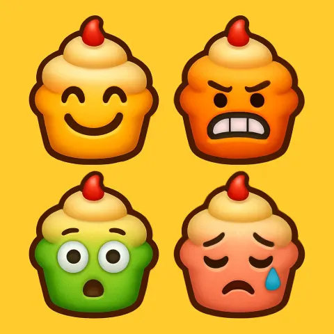 Cheerful 2x2 Grid of Emoji Icons