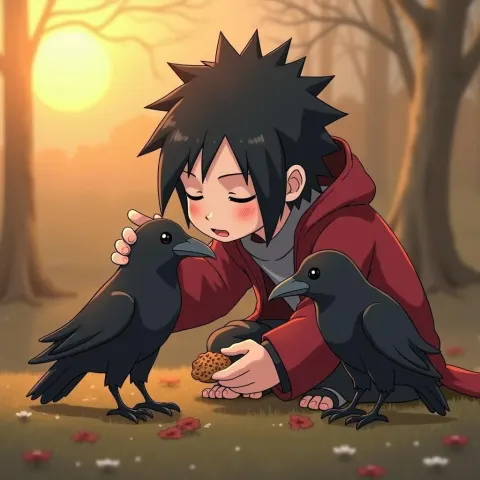 Itachi Pampering His Crows in Stop Motion