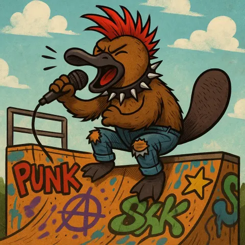 Rebellious Platypus Decked Out in Torn Jeans