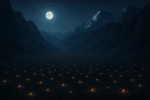 Countless Distant Campfires Twinkle Like Fallen Stars Across a Vast
