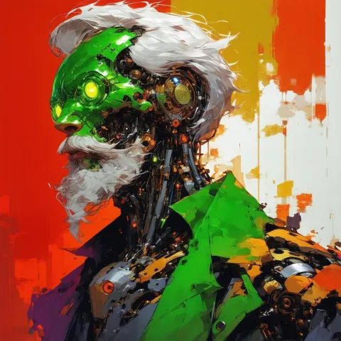 Elegant Cyborg Elder in Manga Concept Art