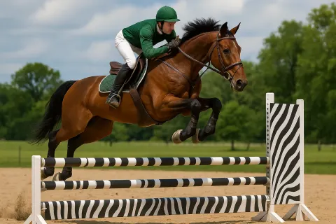 Jockey Riding a Horse Jumps