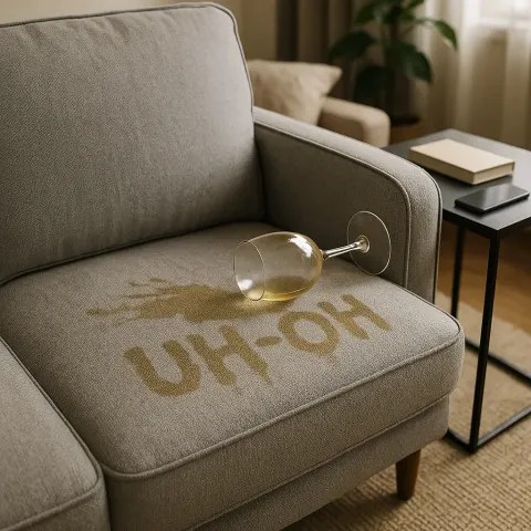 Living Room Setup Showcases a Gray Fabric Armchair