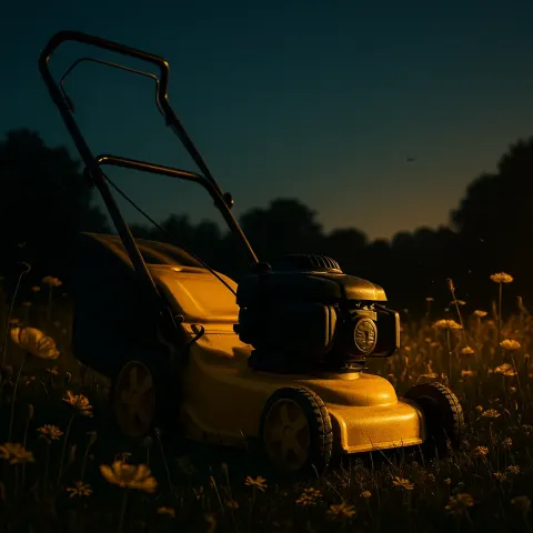 Single Bright Yellow Lawn Mower