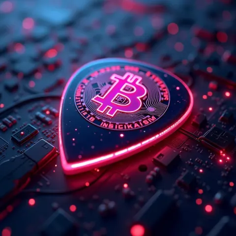 Neon Bitcoin Guitar Pick in Misty City