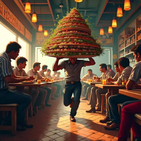 Manga Server Sprinting With Towering Plates