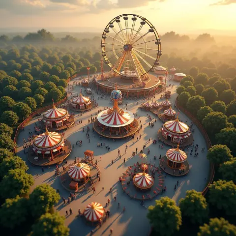 Golden Hour Ferris Wheel Amusement Park