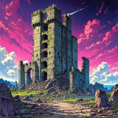 Ghibli Ruins of a Crumbling Giant Tower