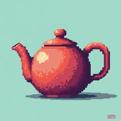 Charming Eight Bit Teapot Pixel Art