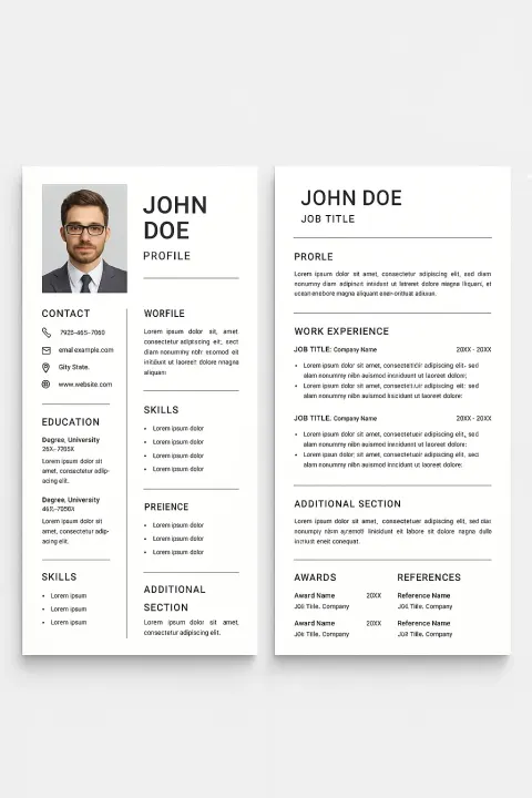 Two-page Modern and Professional Resume Template Featuring a Photo