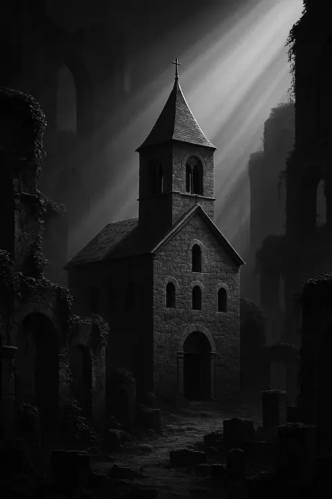 Within the Evocative Setting of Ancient Roman Ruins Partially Overgrown