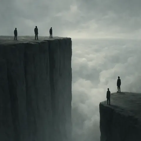 Few Lone Figures Stand on the Precipice of a Colossal