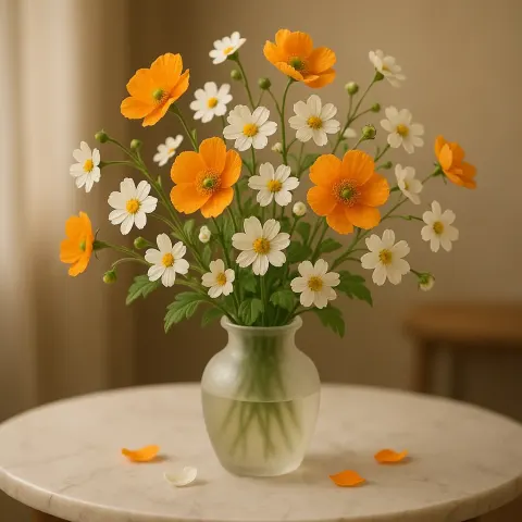 Joyful Display of Orange and White Blooms
