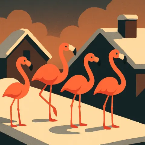Four Varied Flamingos