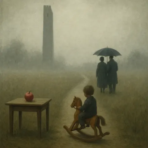 Surreal Scene Depicting a Narrow Path Leading