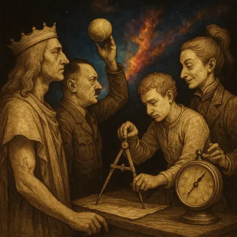 Ruler Rendered in a Da Vinci Artistic Style Leans